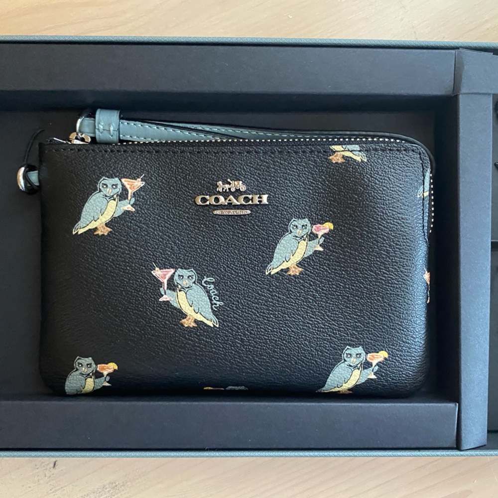 Coach Black Wristlet with Owl Design